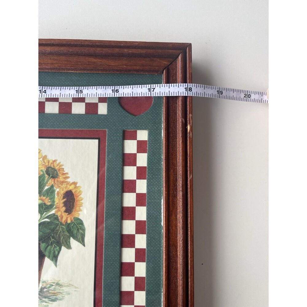 Framed Farmhouse 90s Americana Country Kitchen Wall Art Sunflower Barn Checkered - Picture 3 of 5